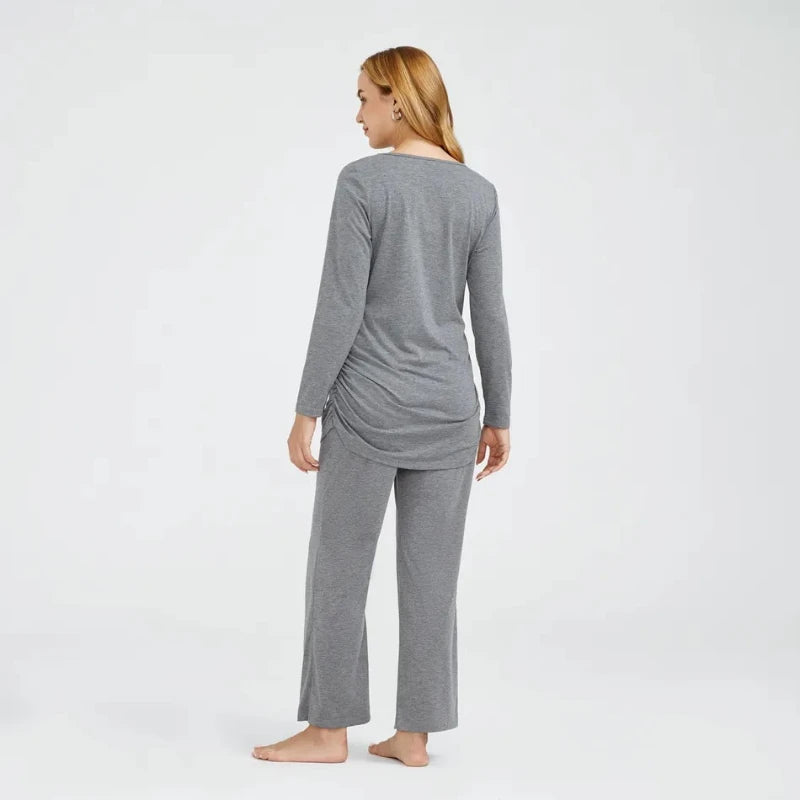 Maternity Long Sleeve Pajamas Clothes for Pregnancy + Breastfeeding