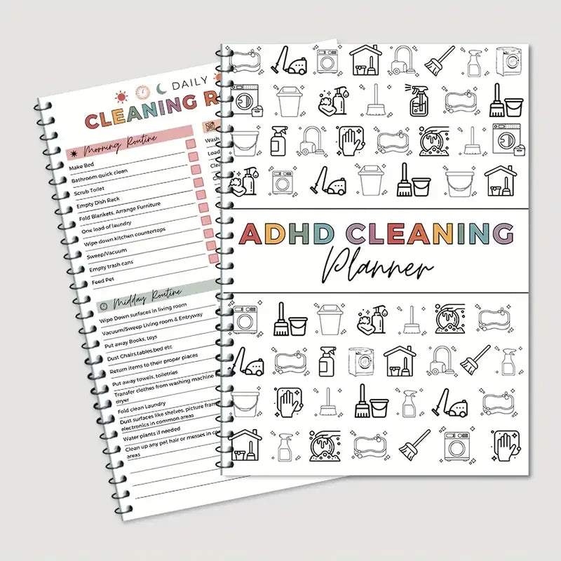 ADHD Cleaning Planner Bundle – Includes Home Cleaning Schedule, Weekly, Monthly, Year-Round Cleanliness Tips, Family Chore Chart