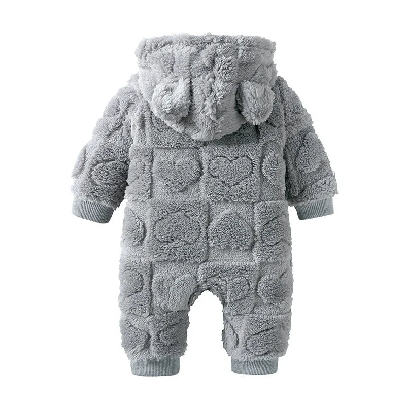 Baby Winter Long Sleeve Arctic Velvet Hooded Jumpsuit 0-18 Months