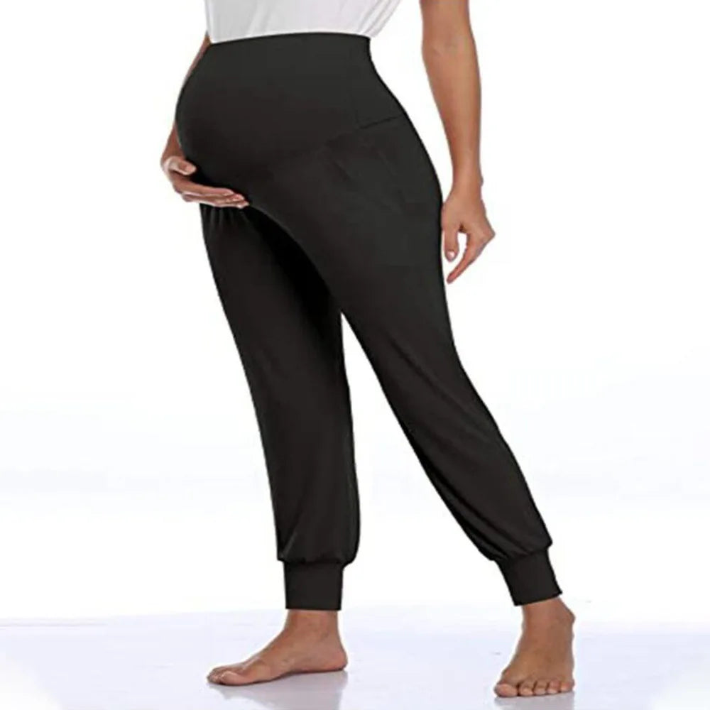 Women's Casual Pants Premama Solid High Waist Strechy Lounge Joggers With Pockets