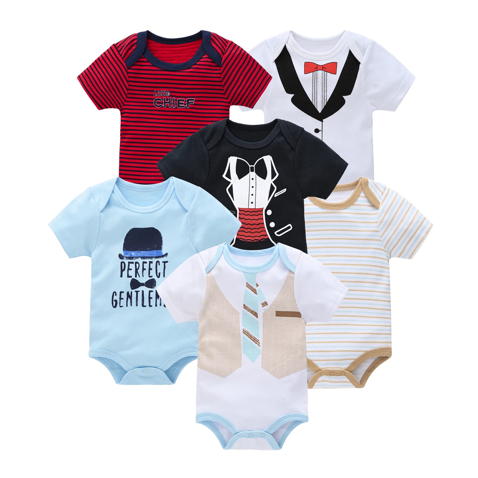 3/6pcs Baby Cotton Short Sleeve Bodysuit 0-12 Months