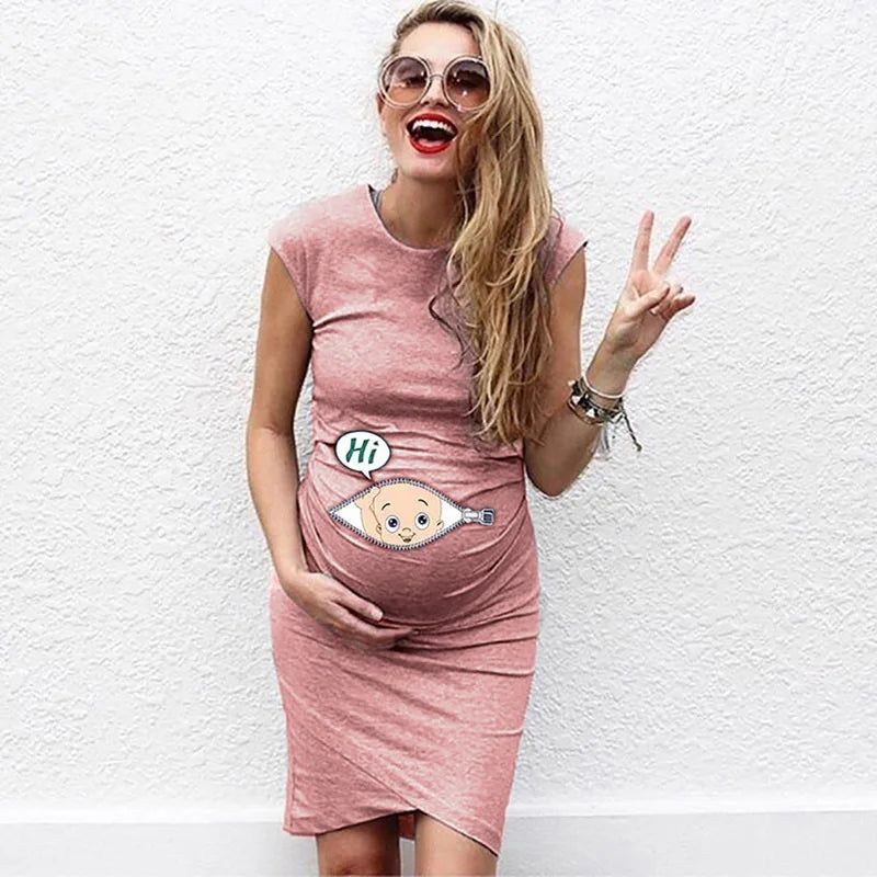 Cute Cartoon Maternity Loose Casual Dress