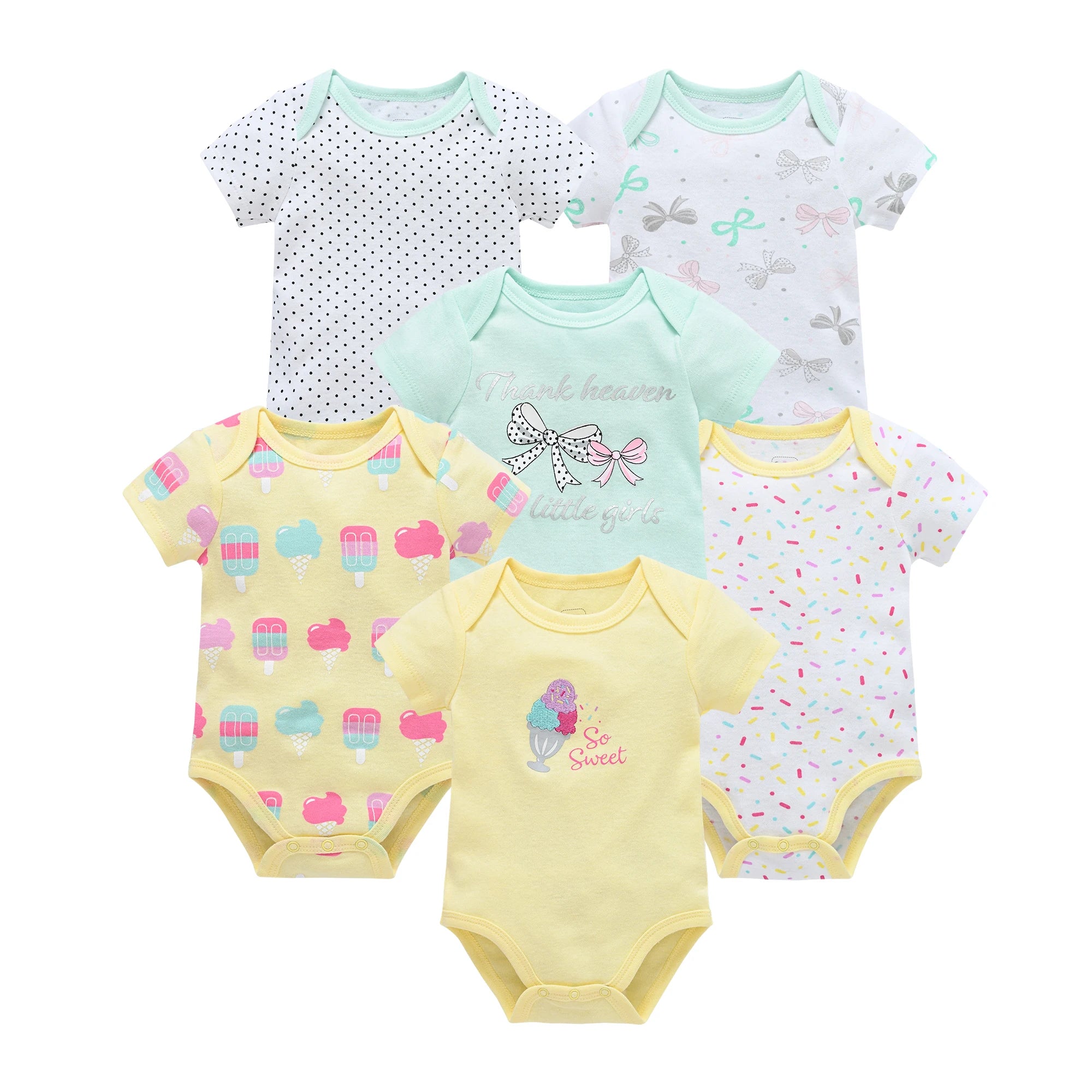 3/6pcs Baby Cotton Short Sleeve Bodysuit 0-12 Months