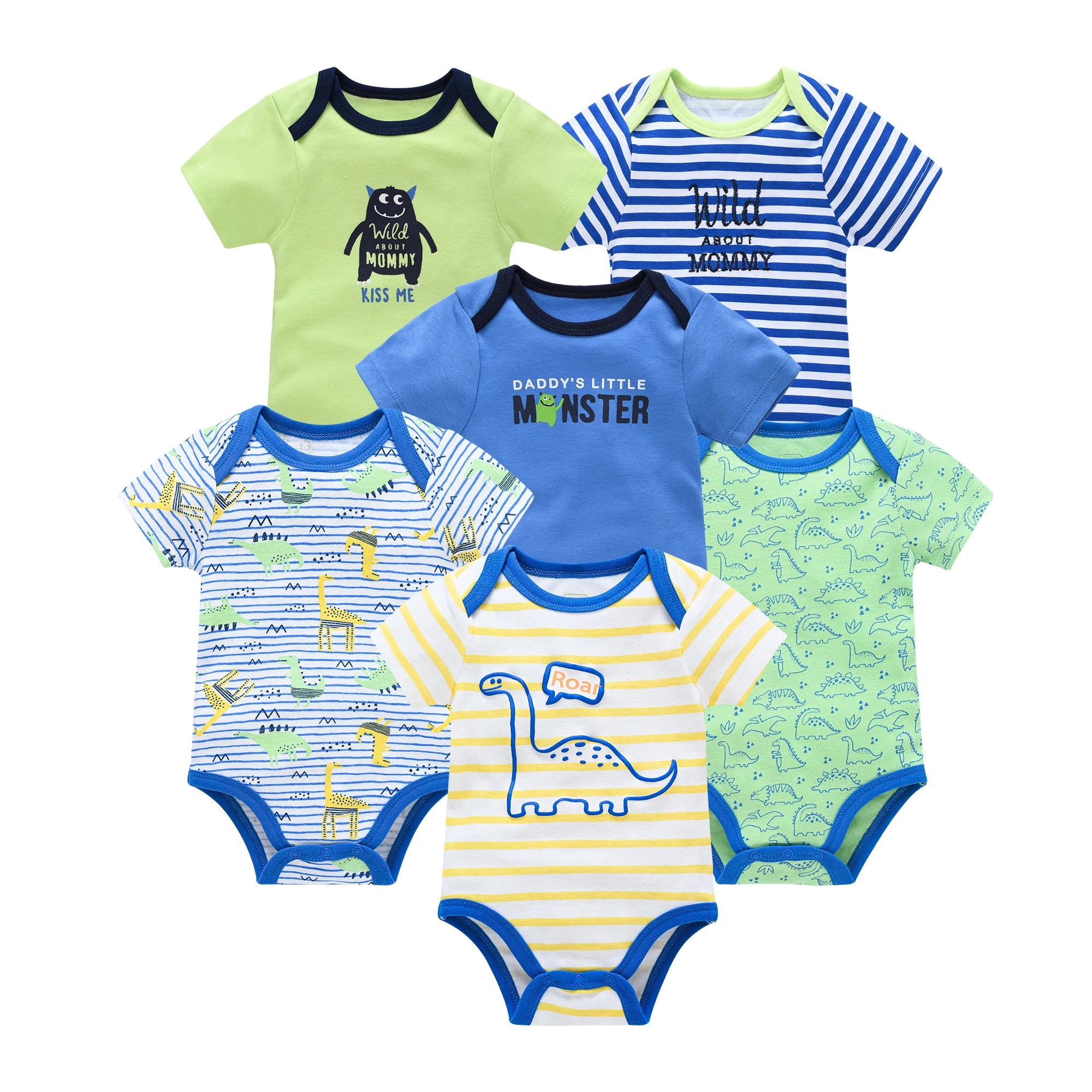3/6pcs Baby Cotton Short Sleeve Bodysuit 0-12 Months