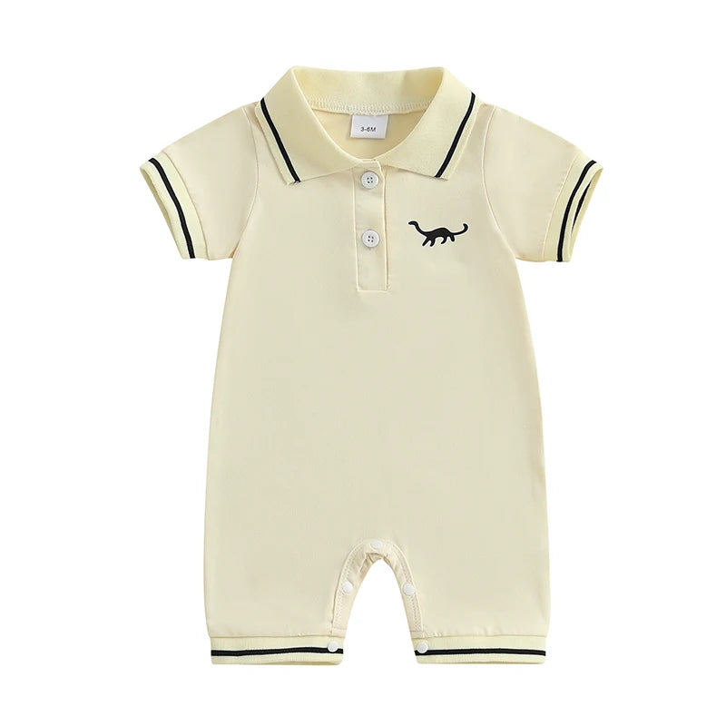 Summer Newborn Baby Boys Short Sleeve Dinosaur Jumpsuit