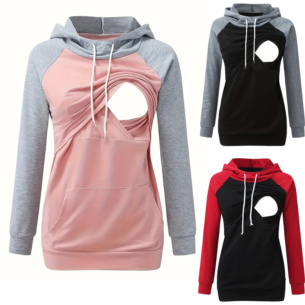 Womens Maternity Nursing Sweatshirt Hoodies Long Sleeves