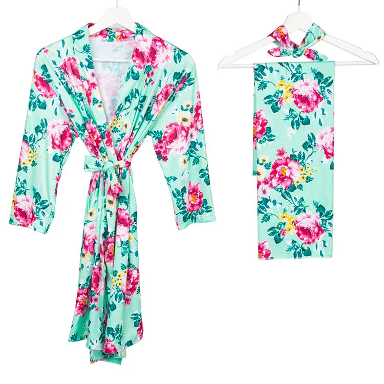 Maternal Hospital Pajamas, Three Piece Set