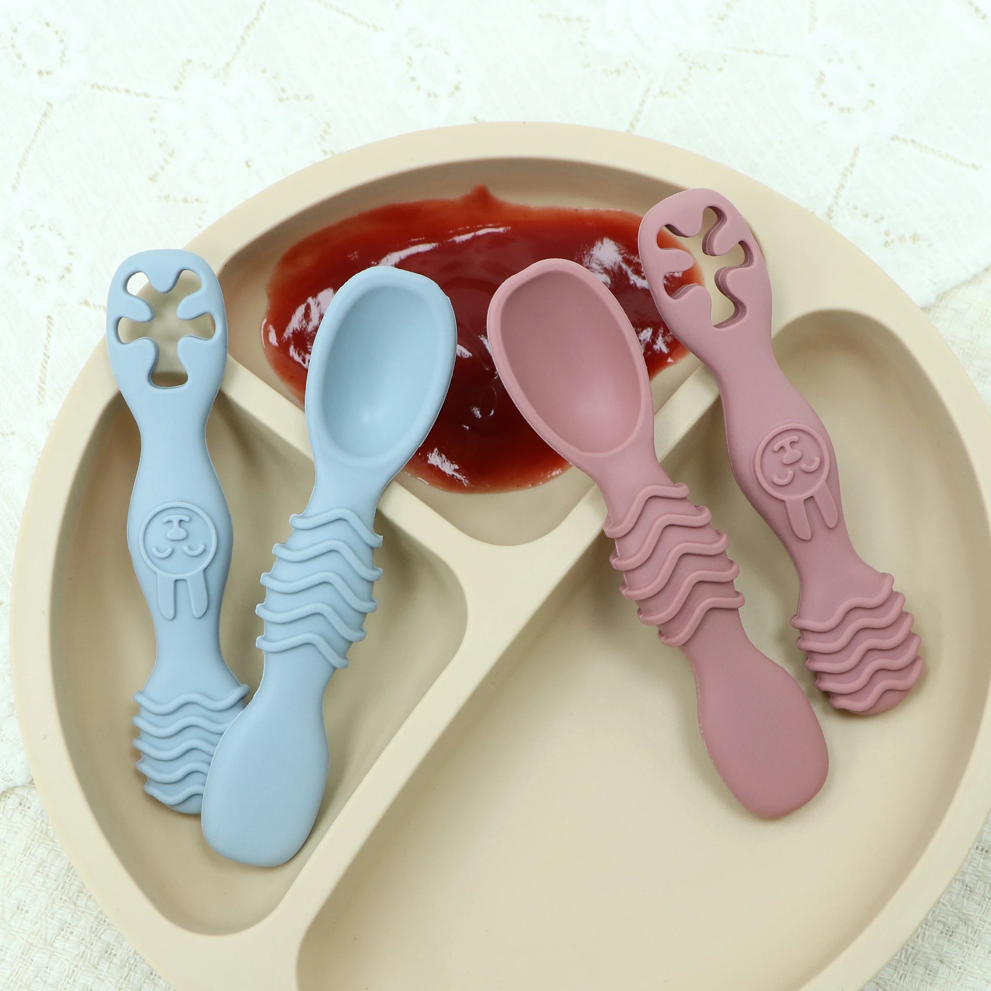 4 Pcs Baby Led Weaning Utensils, Multicolor Baby Spoons Self Feeding 6+ Months, Cucharas para Bebes for Solids and Purees