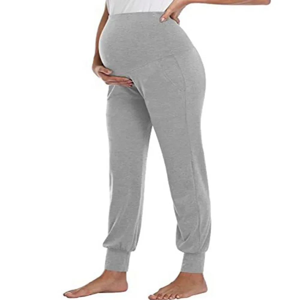 Women's Casual Pants Premama Solid High Waist Strechy Lounge Joggers With Pockets