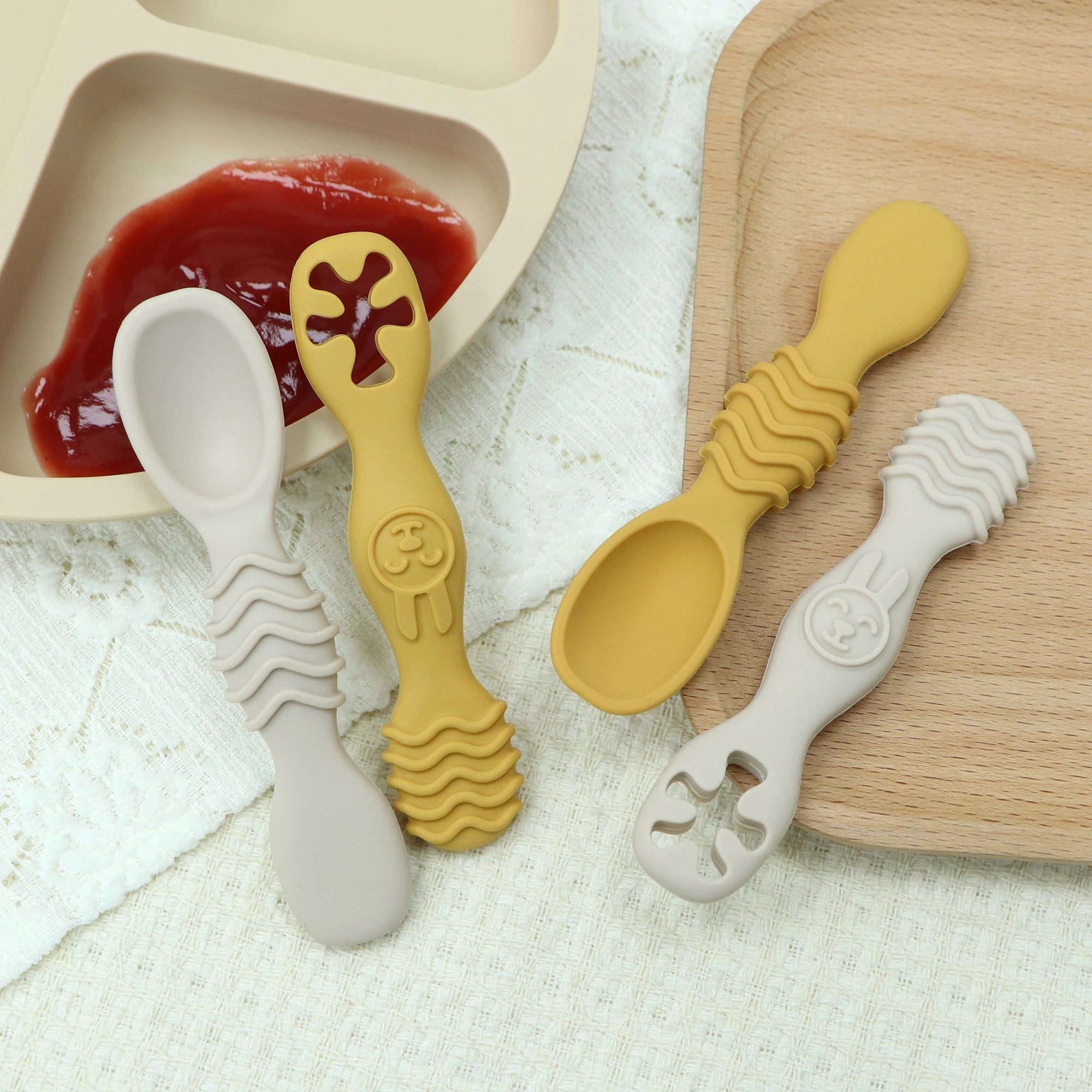 4 Pcs Baby Led Weaning Utensils, Multicolor Baby Spoons Self Feeding 6+ Months, Cucharas para Bebes for Solids and Purees