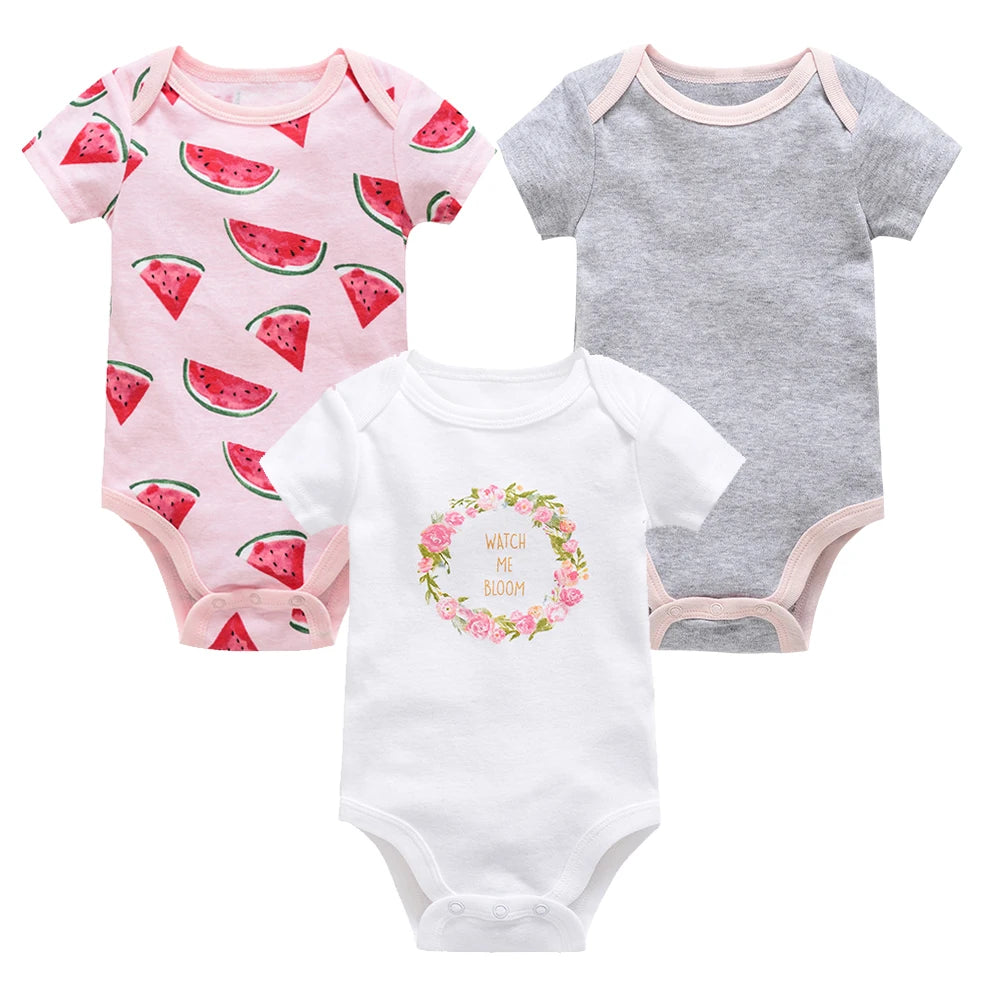 3/6pcs Baby Cotton Short Sleeve Bodysuit 0-12 Months