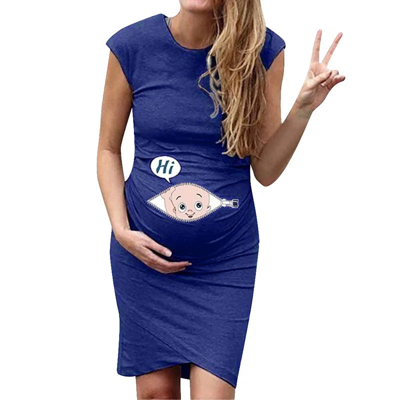 Cute Cartoon Maternity Loose Casual Dress