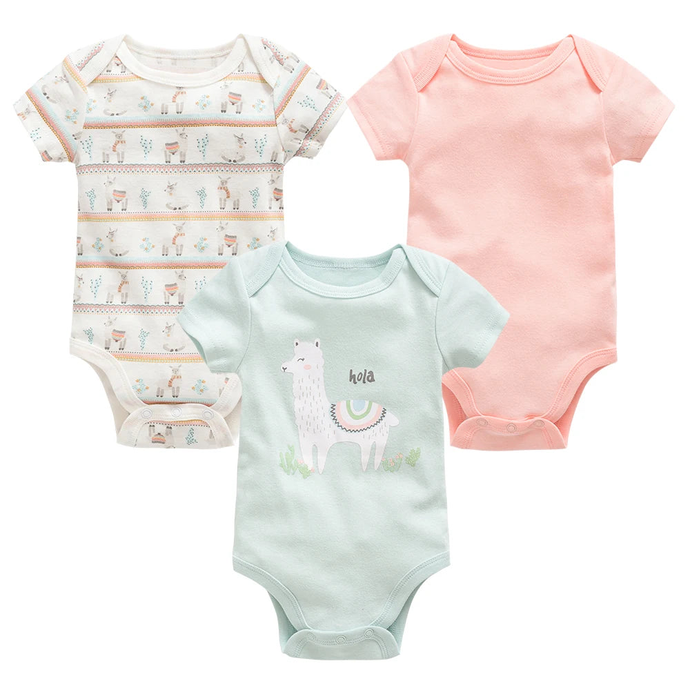 3/6pcs Baby Cotton Short Sleeve Bodysuit 0-12 Months