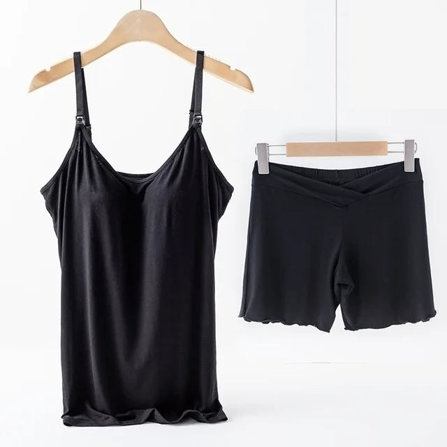 Sleeveless Women's Maternity Nursing Pajamas 2Pcs/Set