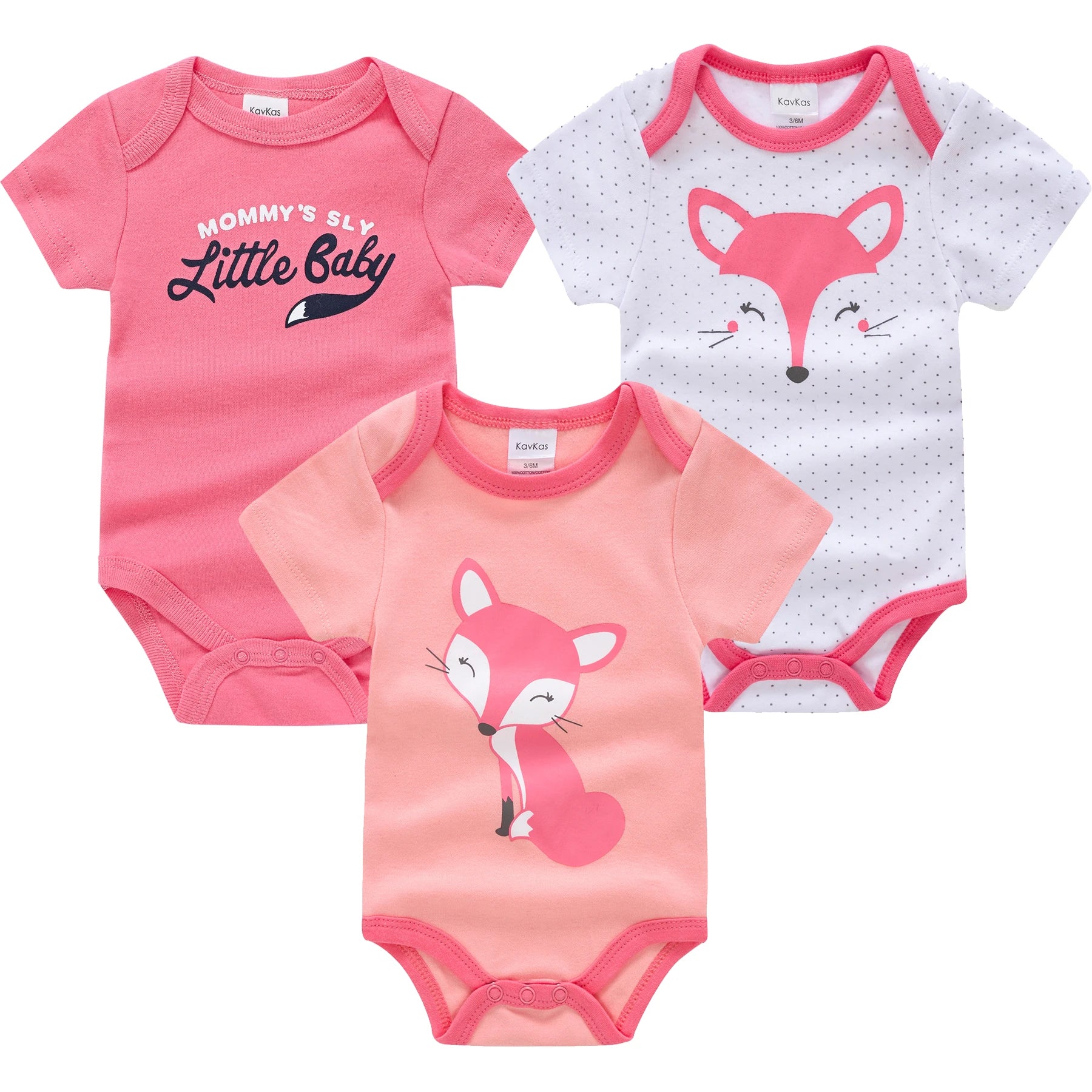 3/6pcs Baby Cotton Short Sleeve Bodysuit 0-12 Months