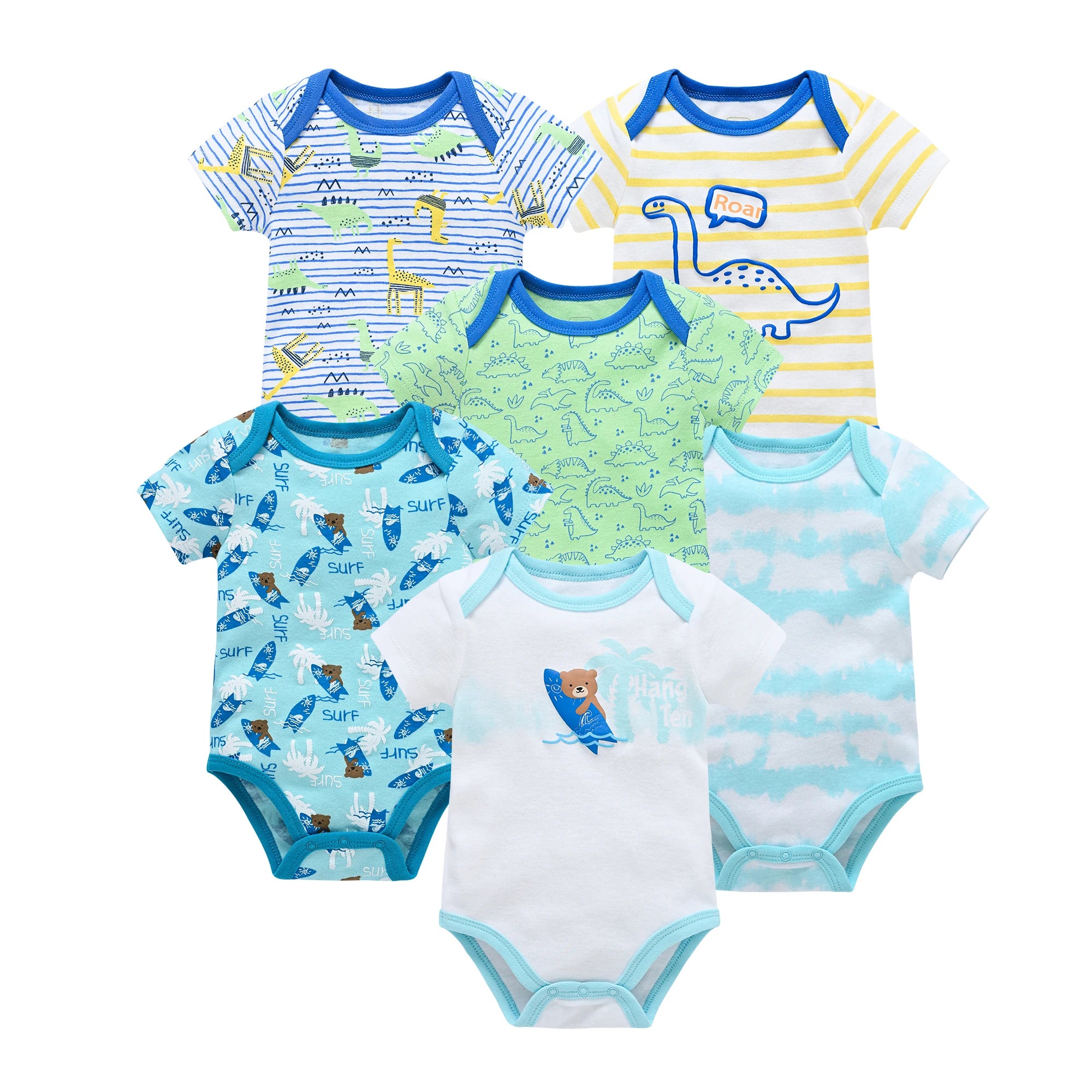 3/6pcs Baby Cotton Short Sleeve Bodysuit 0-12 Months