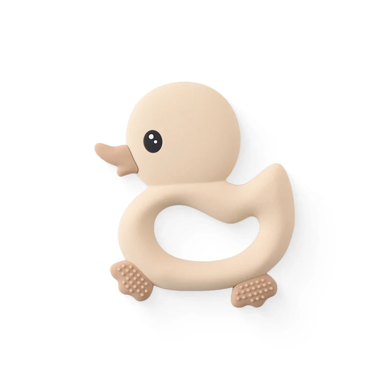 Baby Teether Food Grade Silicone Teethers Cartoon Animals Duck DIY Nursing Teething Pacifier Clip Baby Toy Teething Accessories