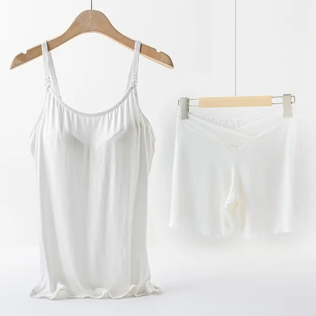 Sleeveless Women's Maternity Nursing Pajamas 2Pcs/Set