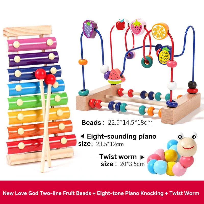 Baby Toddler Early Education Intelligence Building Blocks Beads Attention Span Toys for Boys And Girls Ages 1 to 3