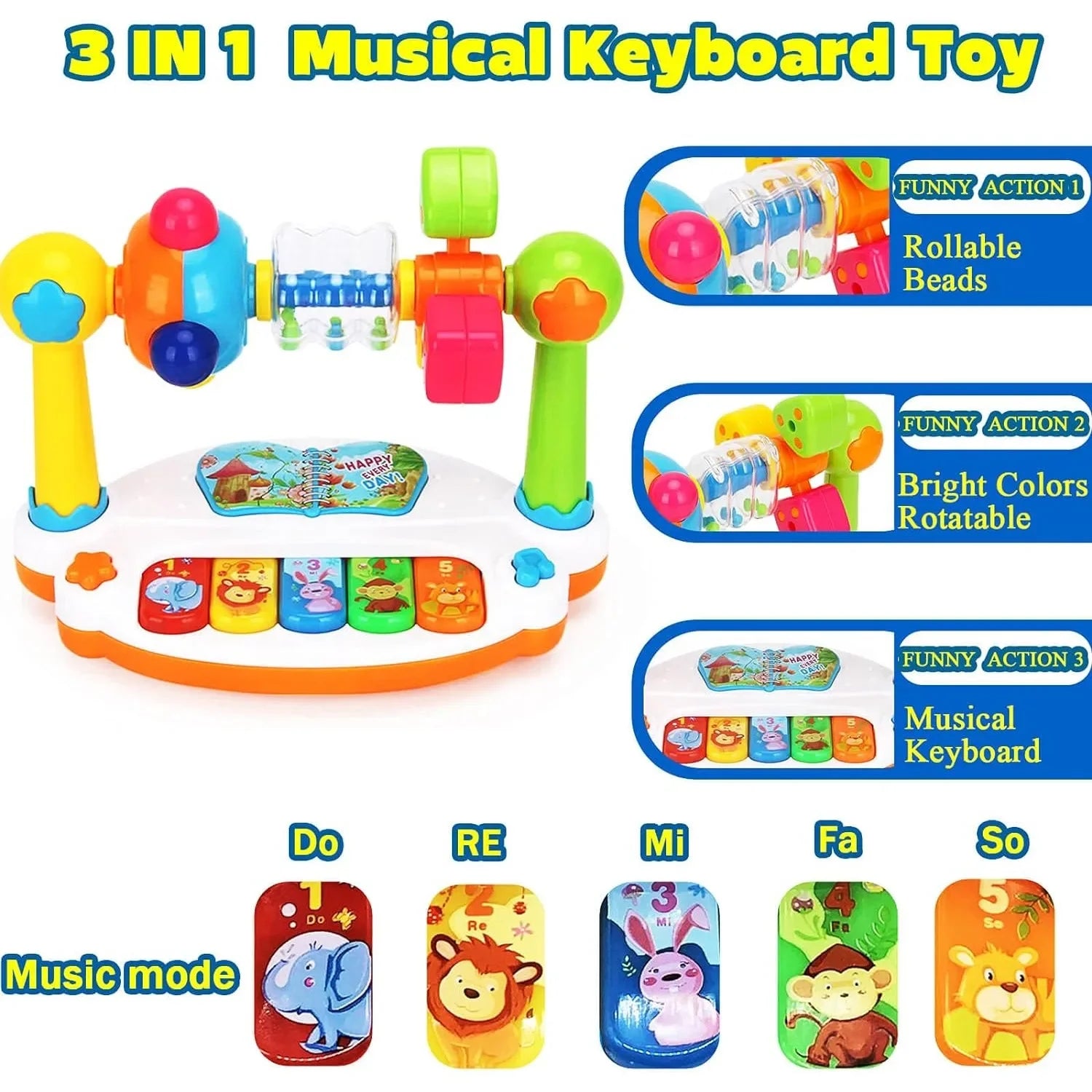 Music Piano Keyboard With Light And Sound Toy For Toddlers