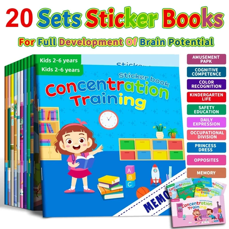 Cartoon Sticker Books Focus on Potential Development Education for Children 3-6Y