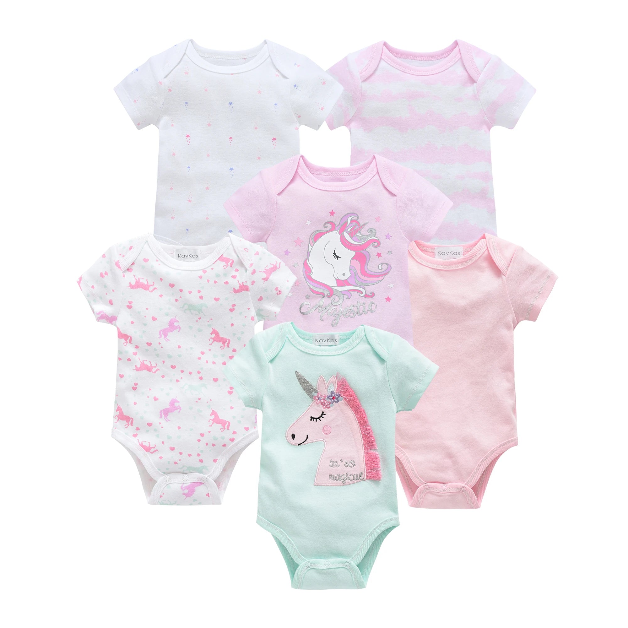 3/6pcs Baby Cotton Short Sleeve Bodysuit 0-12 Months