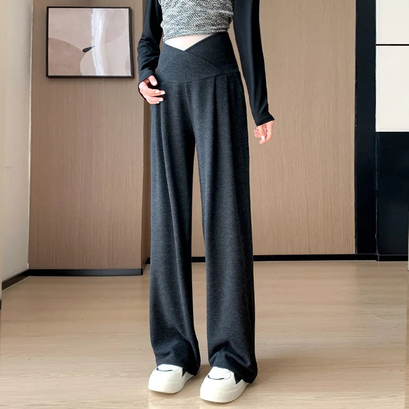 Wide-Legged Low-Waisted Maternity Casual Pants