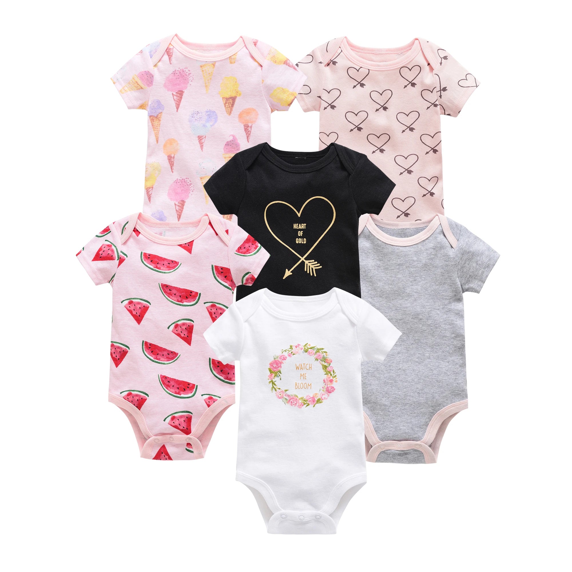 3/6pcs Baby Cotton Short Sleeve Bodysuit 0-12 Months
