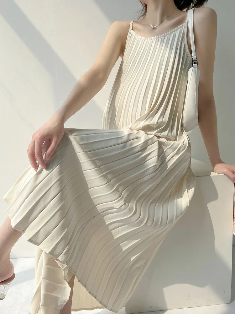 Women's Pleated Chiffon Mid-Calf Pregnancy Dress
