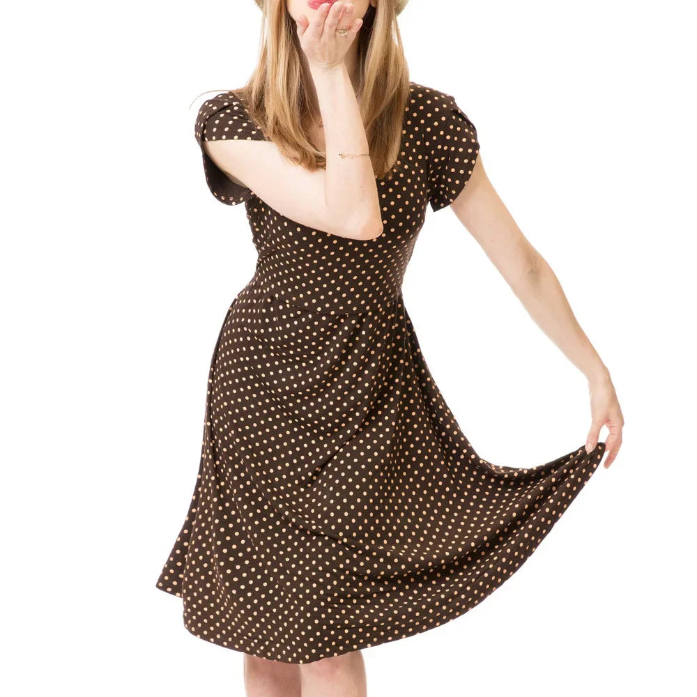 Summer Casual Comfortable and Skin-friendly Dot Printed Short Sleeved Breastfeeding Dress