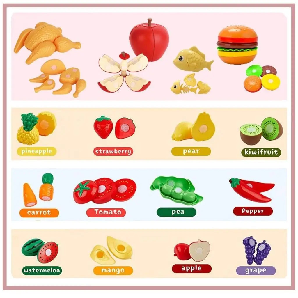 Food Toy Fruit Vegetable Seafood Pizza Hamber Cutting Toys Educational For Baby Gift Kids Toy