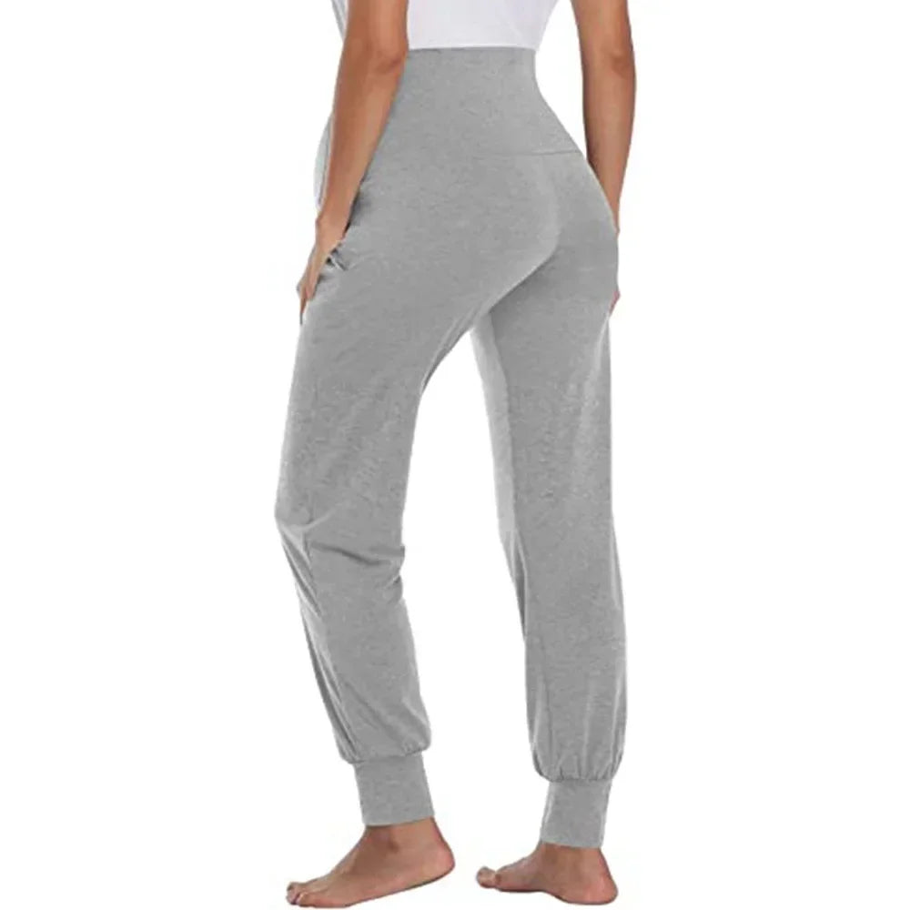 Women's Casual Pants Premama Solid High Waist Strechy Lounge Joggers With Pockets