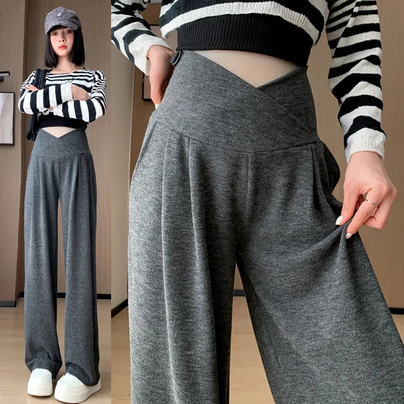 Wide-Legged Low-Waisted Maternity Casual Pants