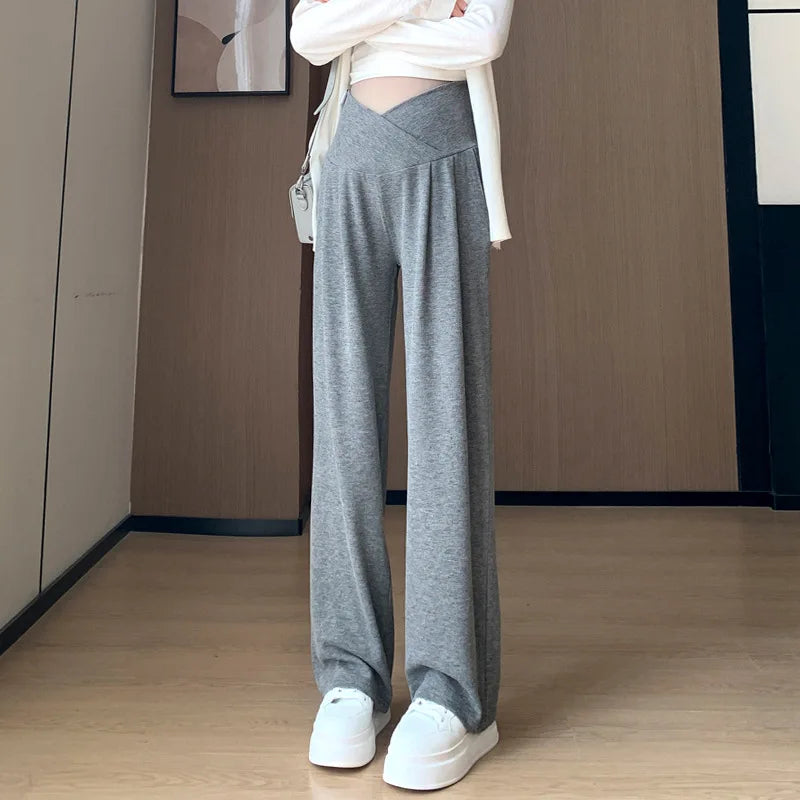 Wide-Legged Low-Waisted Maternity Casual Pants