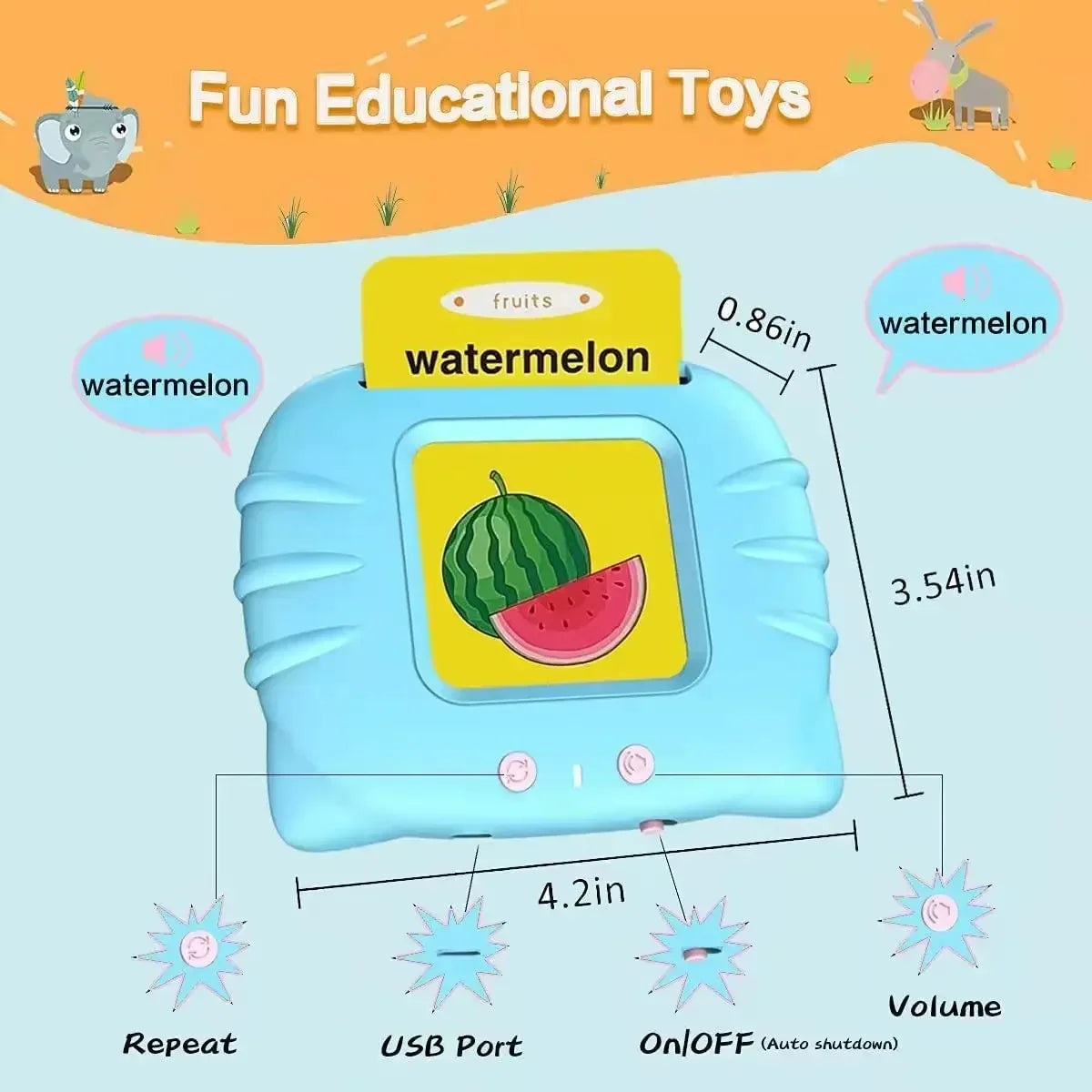 Kids Early Education Audio Electronic Flash Card Reading Machine For Toddlers