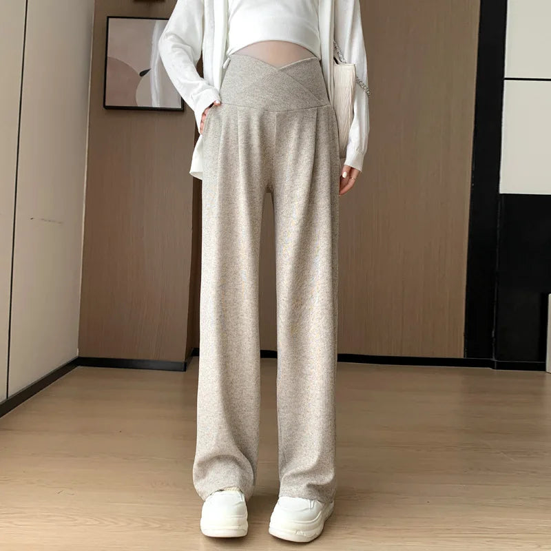 Wide-Legged Low-Waisted Maternity Casual Pants