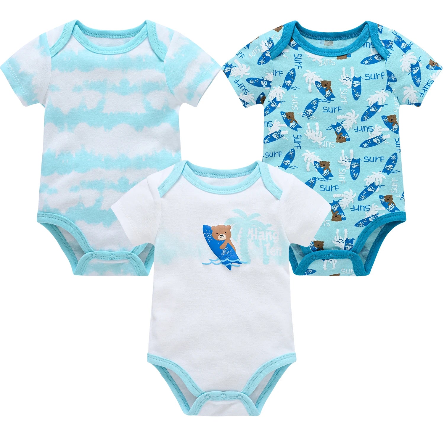 3/6pcs Baby Cotton Short Sleeve Bodysuit 0-12 Months