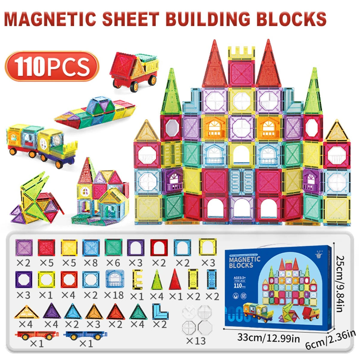 Magnetic Building Tiles for Kids Ages 3-5 4-8