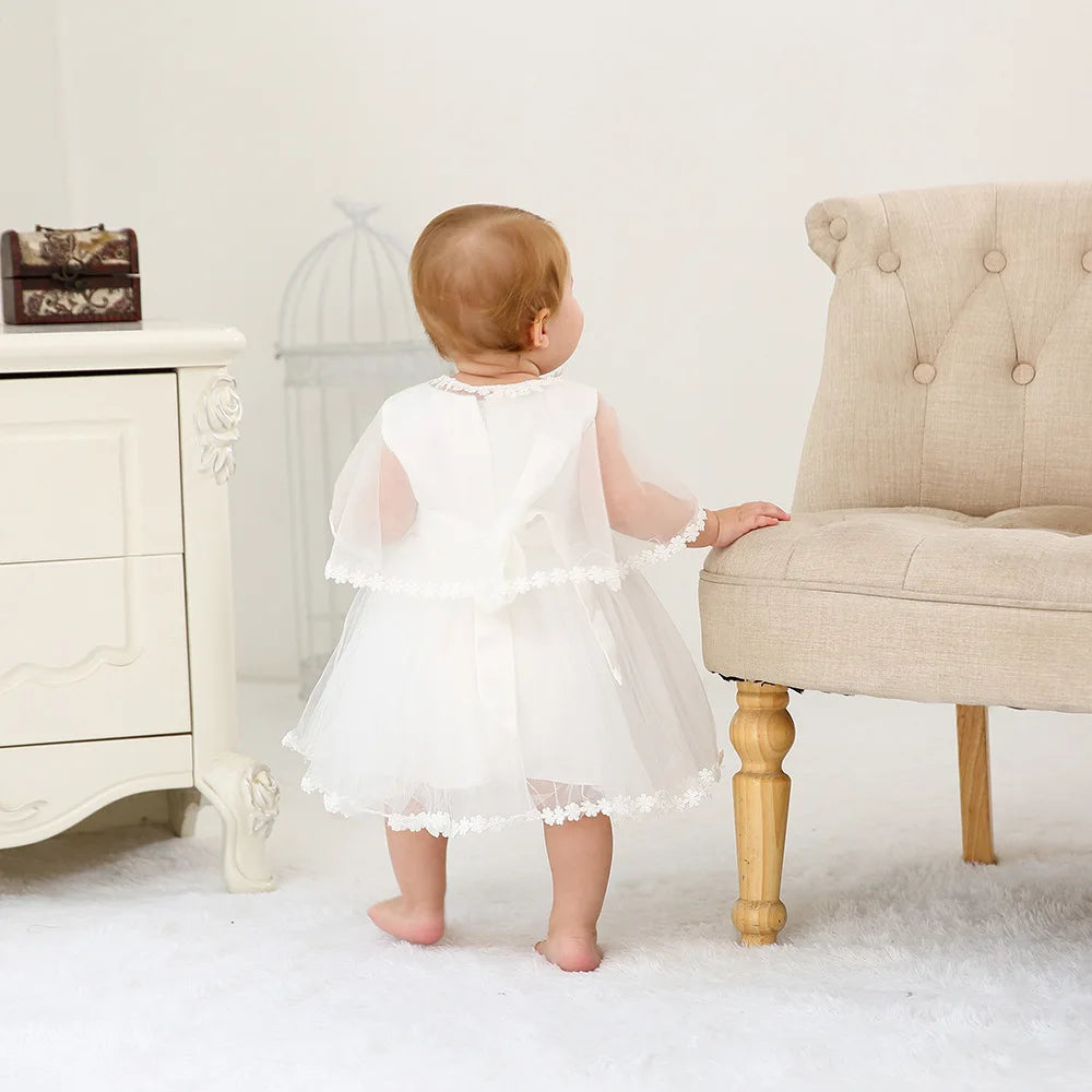 New Christening Gown Baby Girl Baptism Summer Dress and Hat