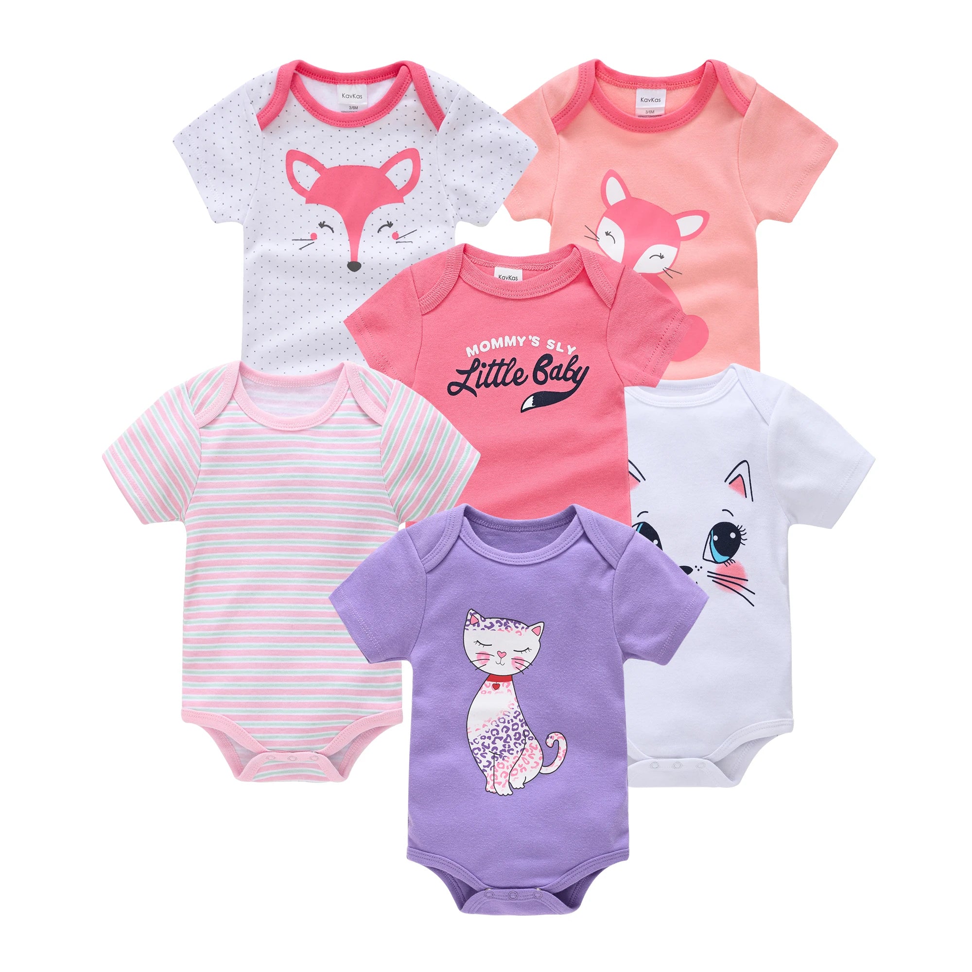 3/6pcs Baby Cotton Short Sleeve Bodysuit 0-12 Months