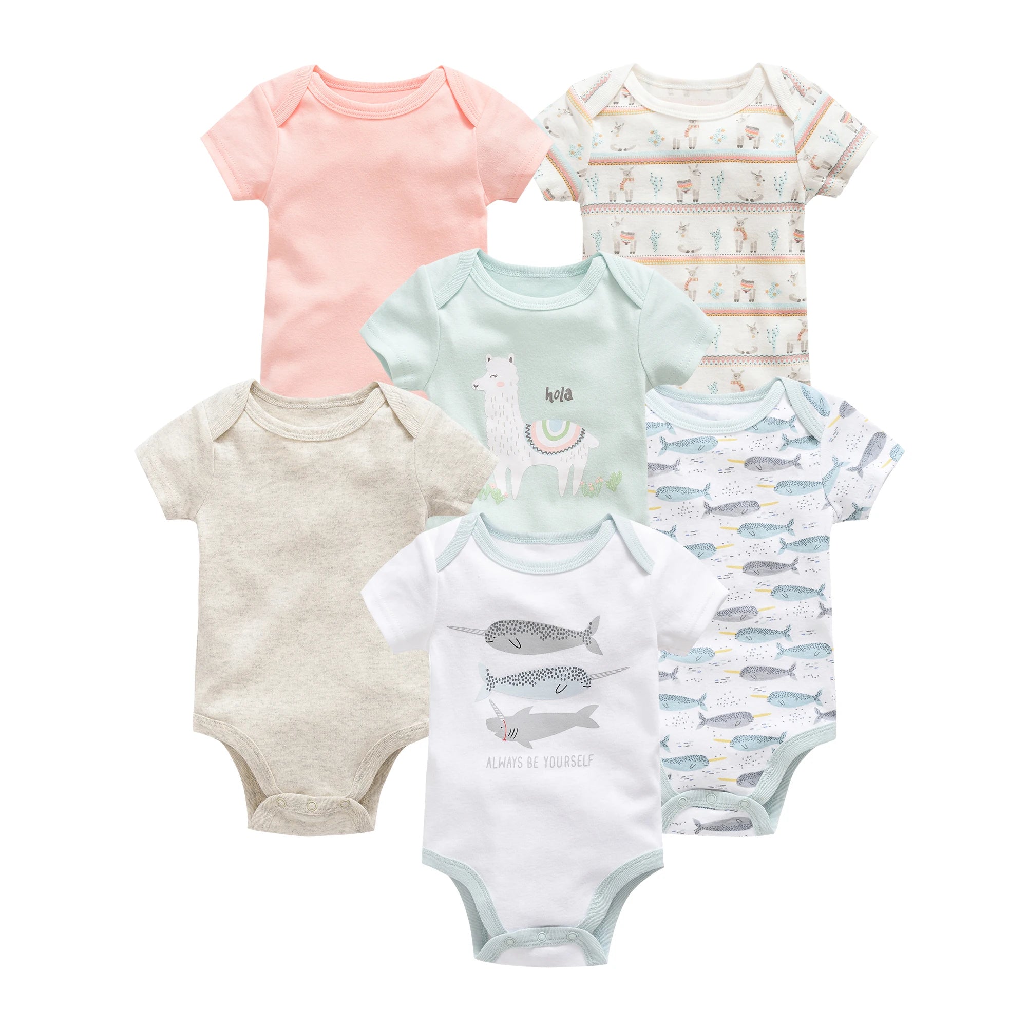 3/6pcs Baby Cotton Short Sleeve Bodysuit 0-12 Months