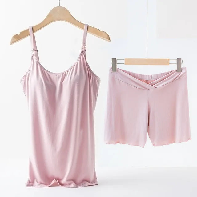 Sleeveless Women's Maternity Nursing Pajamas 2Pcs/Set